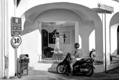 Motorcycle and Statue