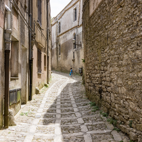 Trudging up a hill in Erice