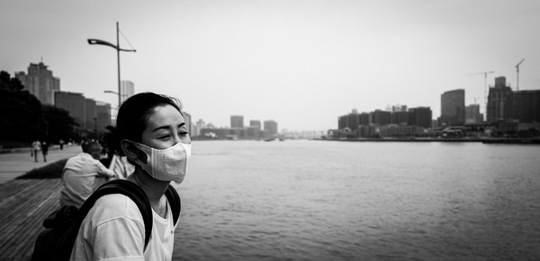 Covid on the Bund, Shanghai.